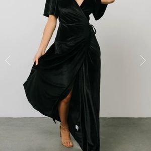 Baltic Born Meghan Velvet Wrap Maxi Dress Black